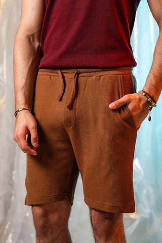 Waffle - Knit Shorts in Cinnamon - AttirSHORT