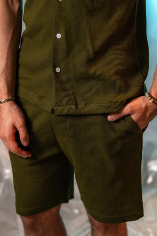 Waffle - Knit Shorts in Olive - AttirSHORT