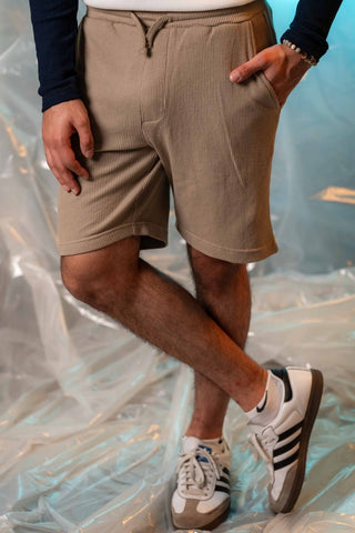 Waffle - Knit Shorts in Stone - AttirSHORT