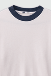 Waffle Textured Contrast Trims Sweatshirt in Navy SWEATSHIRT ATTIR-UNISEX