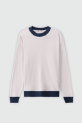 Waffle Textured Contrast Trims Sweatshirt in Navy SWEATSHIRT ATTIR-UNISEX