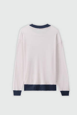 Waffle Textured Contrast Trims Sweatshirt in Navy - AttirSWEATSHIRT