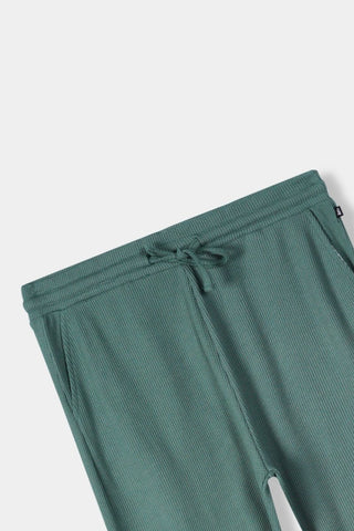 Waffle Textured Wide - leg Trouser in Pastel Green - AttirBOTTOM