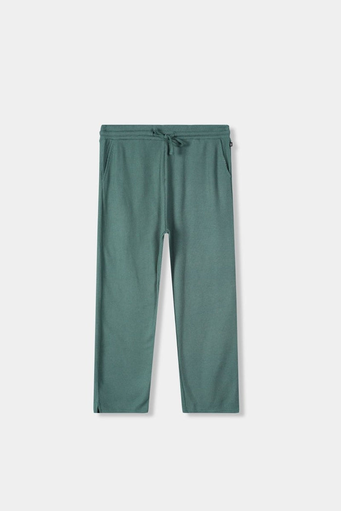 Waffle Textured Wide-leg Trouser in Pastel Green