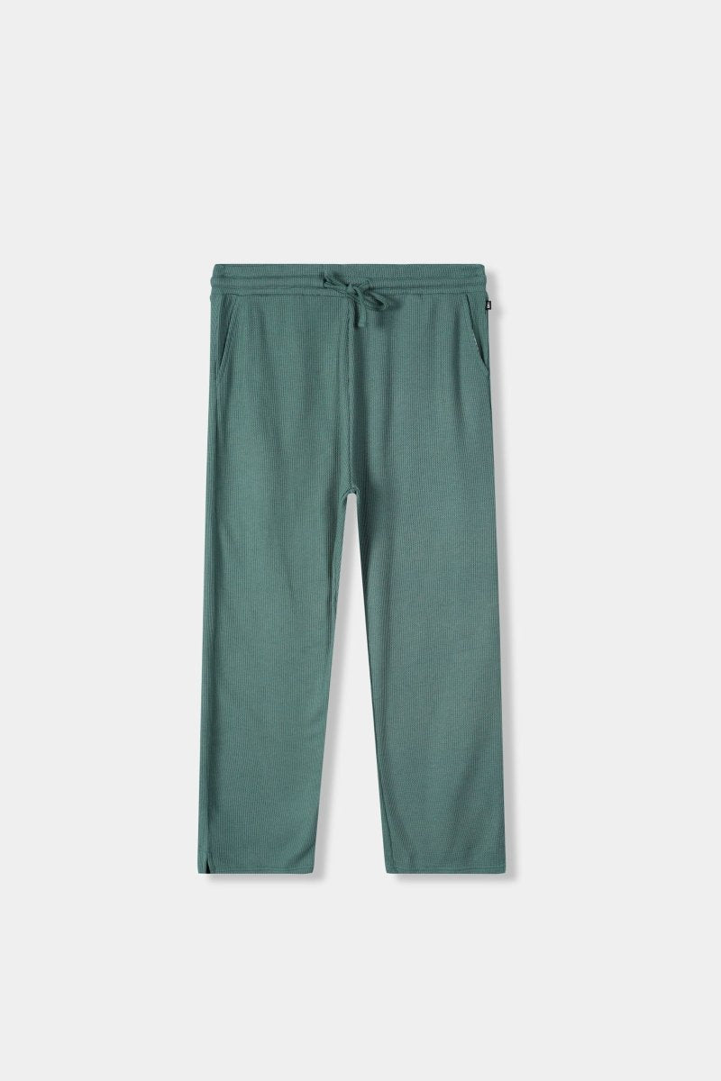 Waffle Textured Wide-leg Trouser in Pastel Green BOTTOM ATTIR-WOMEN
