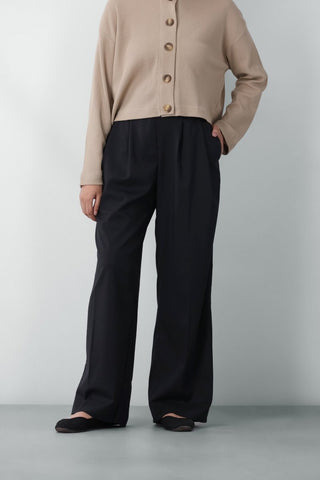 Wide - leg Pleated Pants in Black - AttirPANT