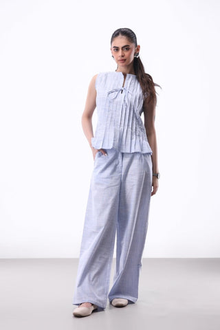 Wide - leg Trouser in Light Blue - AttirBOTTOM