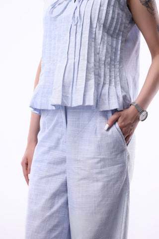 Wide - leg Trouser in Light Blue - AttirBOTTOM