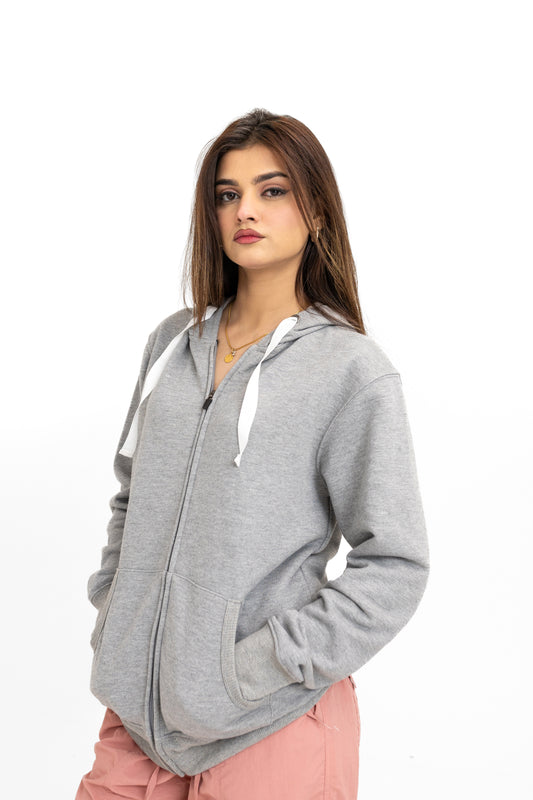 Zip-up Hoodie in Heather Grey