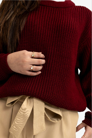Loose-Knit Jumper in Maroon