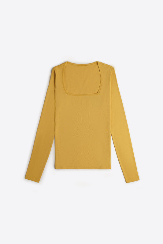 Square Neck Top in  Lemon Yellow