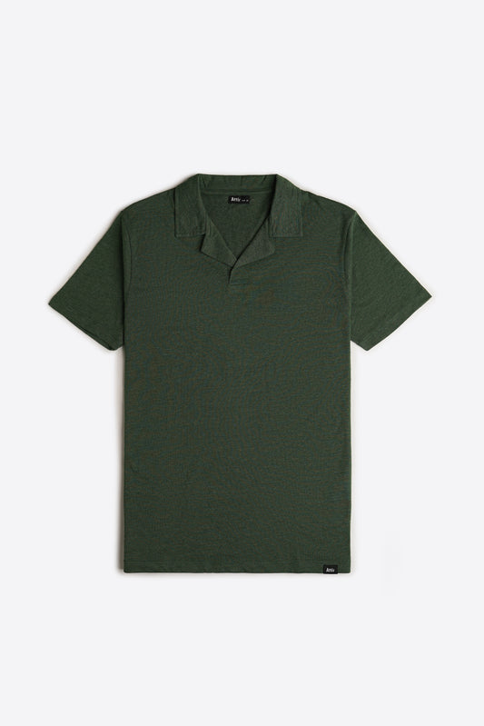 Revere Polo Shirt in Green Melange
