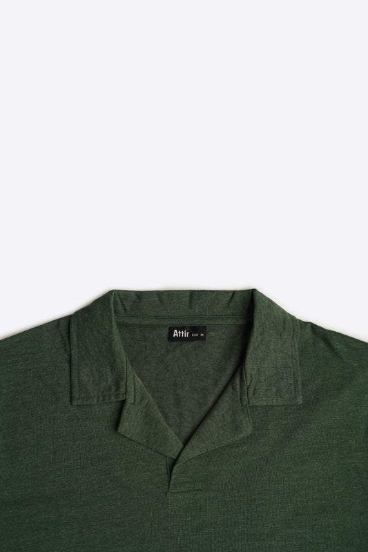 Revere Polo Shirt in Green Melange