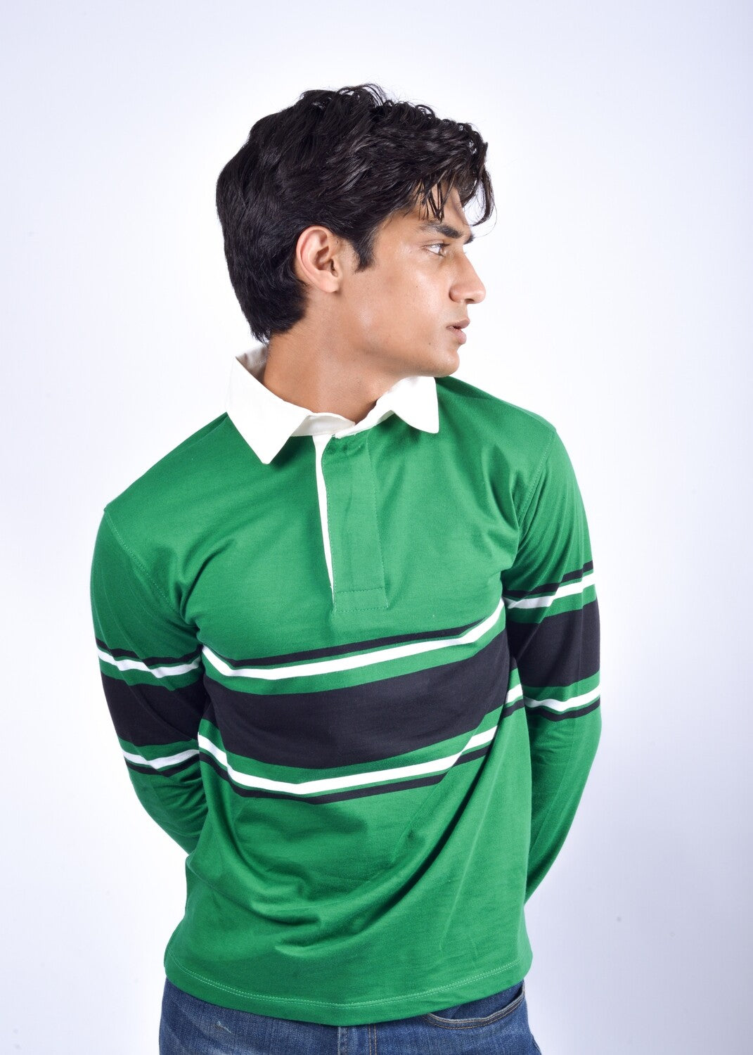 Long Sleeve Block Rugby Polo Shirt