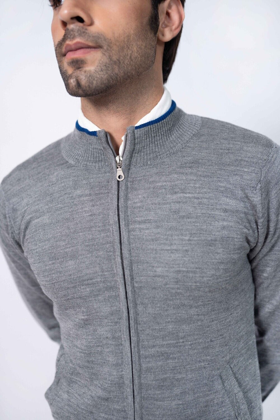 Fine Knit Zipper in Wool Blend