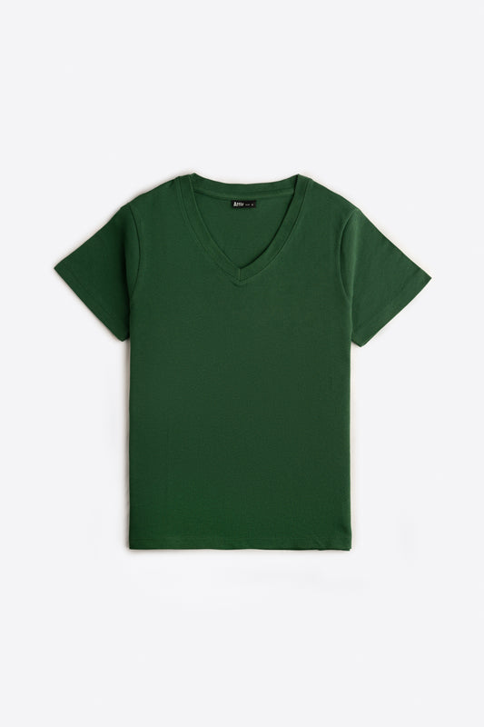 V-Neck T-shirt in Forest Green