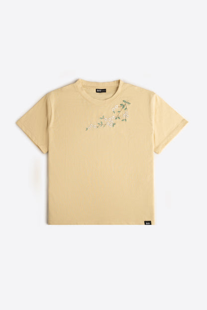 Boxy Tee with Floral Embroidery