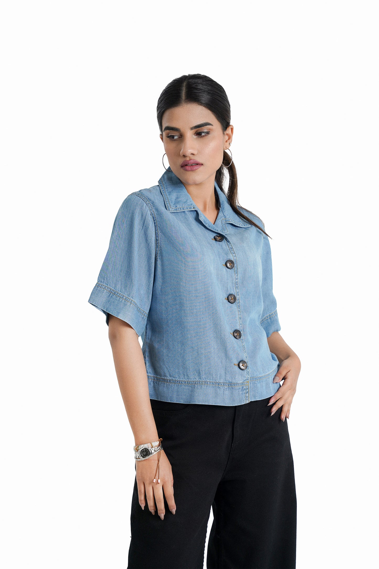 Cropped Denim Shirt