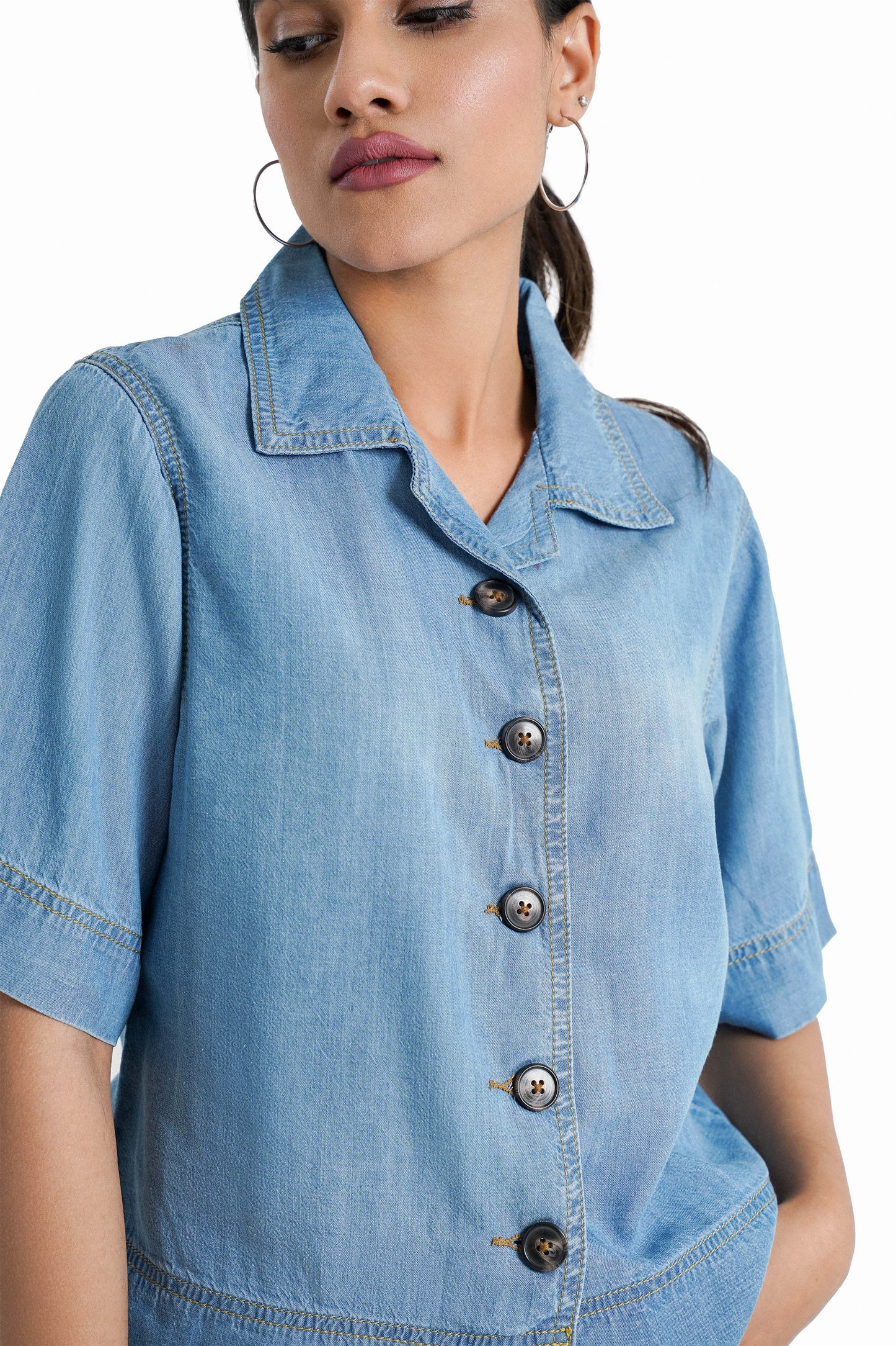 Cropped Denim Shirt