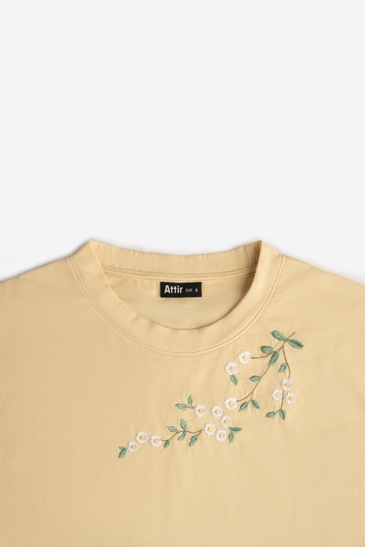 Boxy Tee with Floral Embroidery