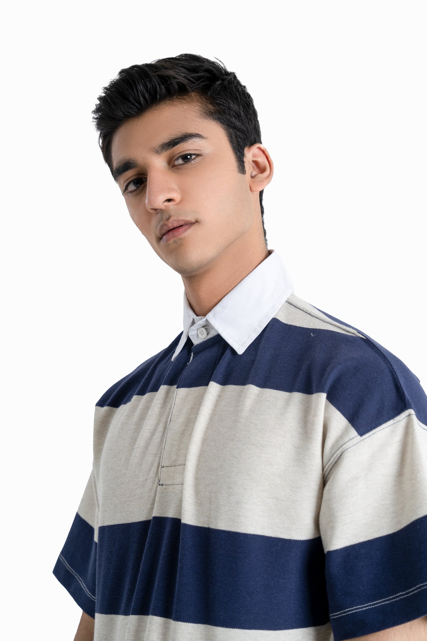 Oversized Striped Rugby Polo Shirt