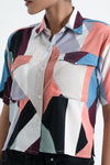 Geometric Print Cropped Shirt SHIRT ATTIR-WOMEN