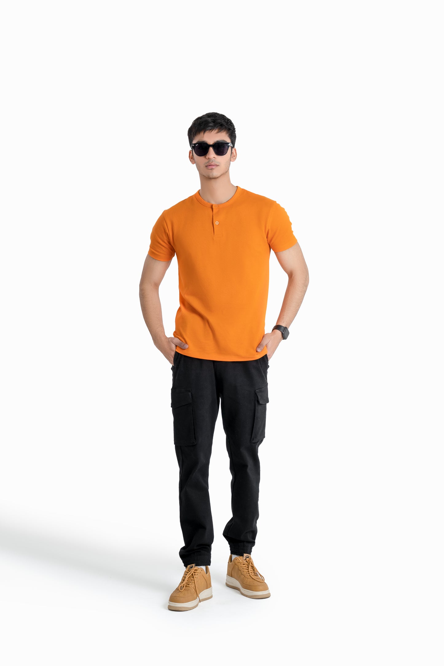 Henley T-shirt in Tangerine