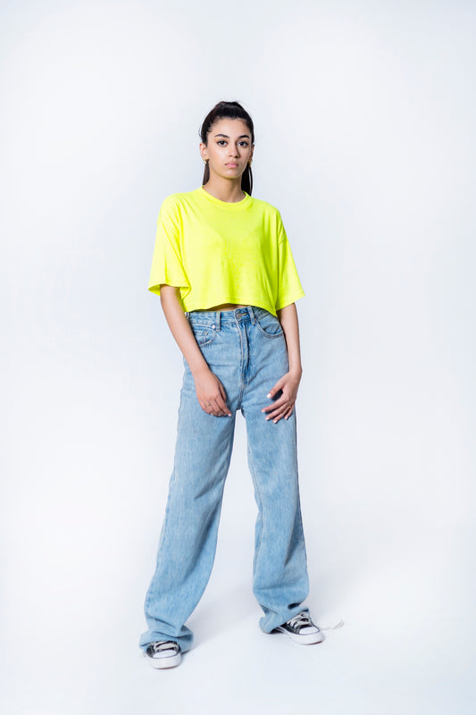 Crop T-shirt in Neon Green