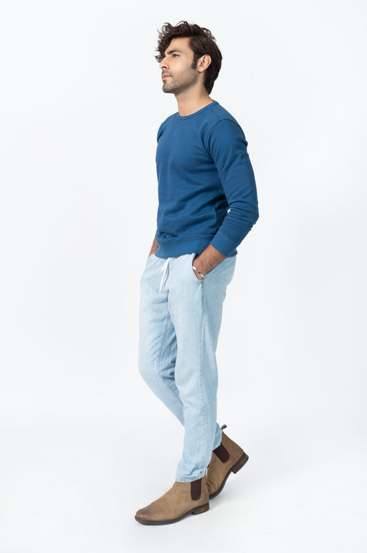 Basic Sweatshirt in Denim Blue
