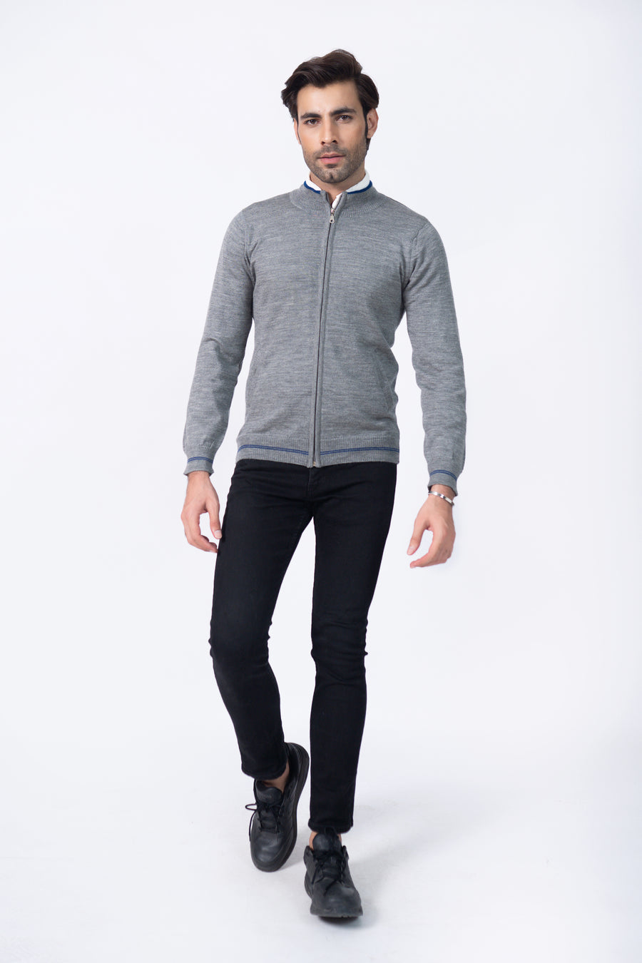 Fine Knit Zipper in Wool Blend