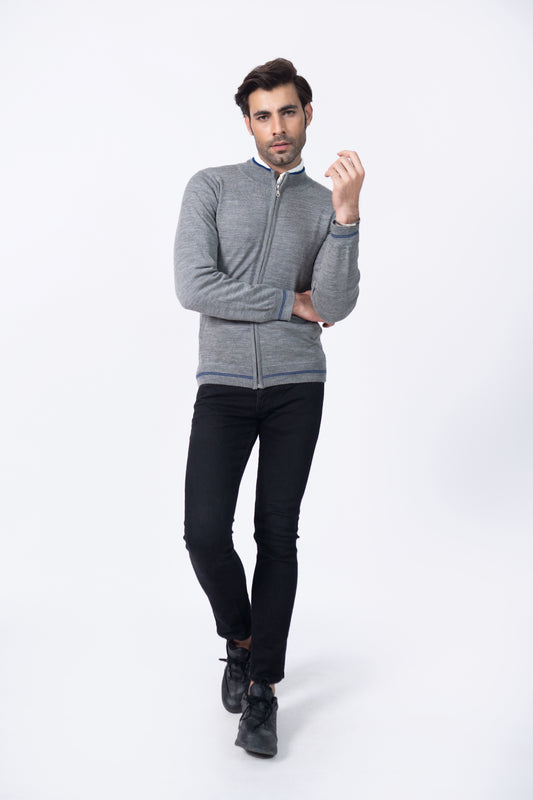 Fine Knit Zipper in Wool Blend
