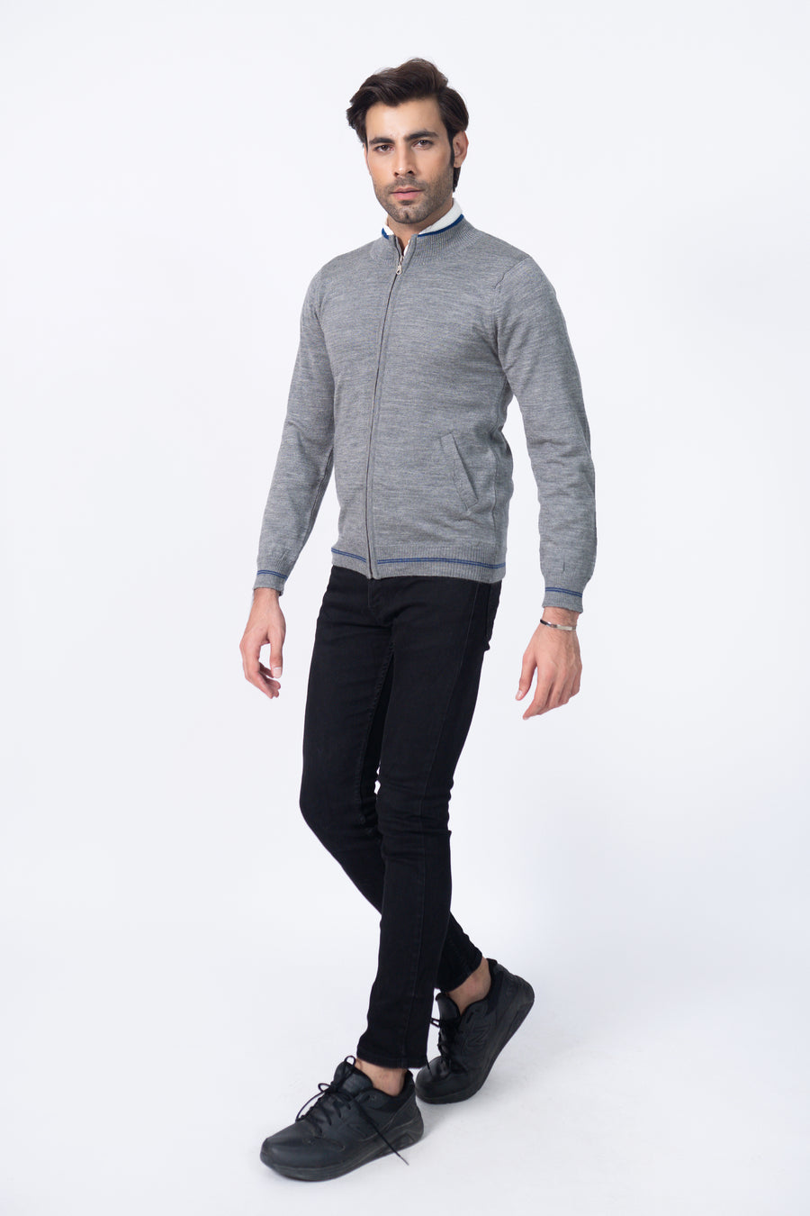 Fine Knit Zipper in Wool Blend
