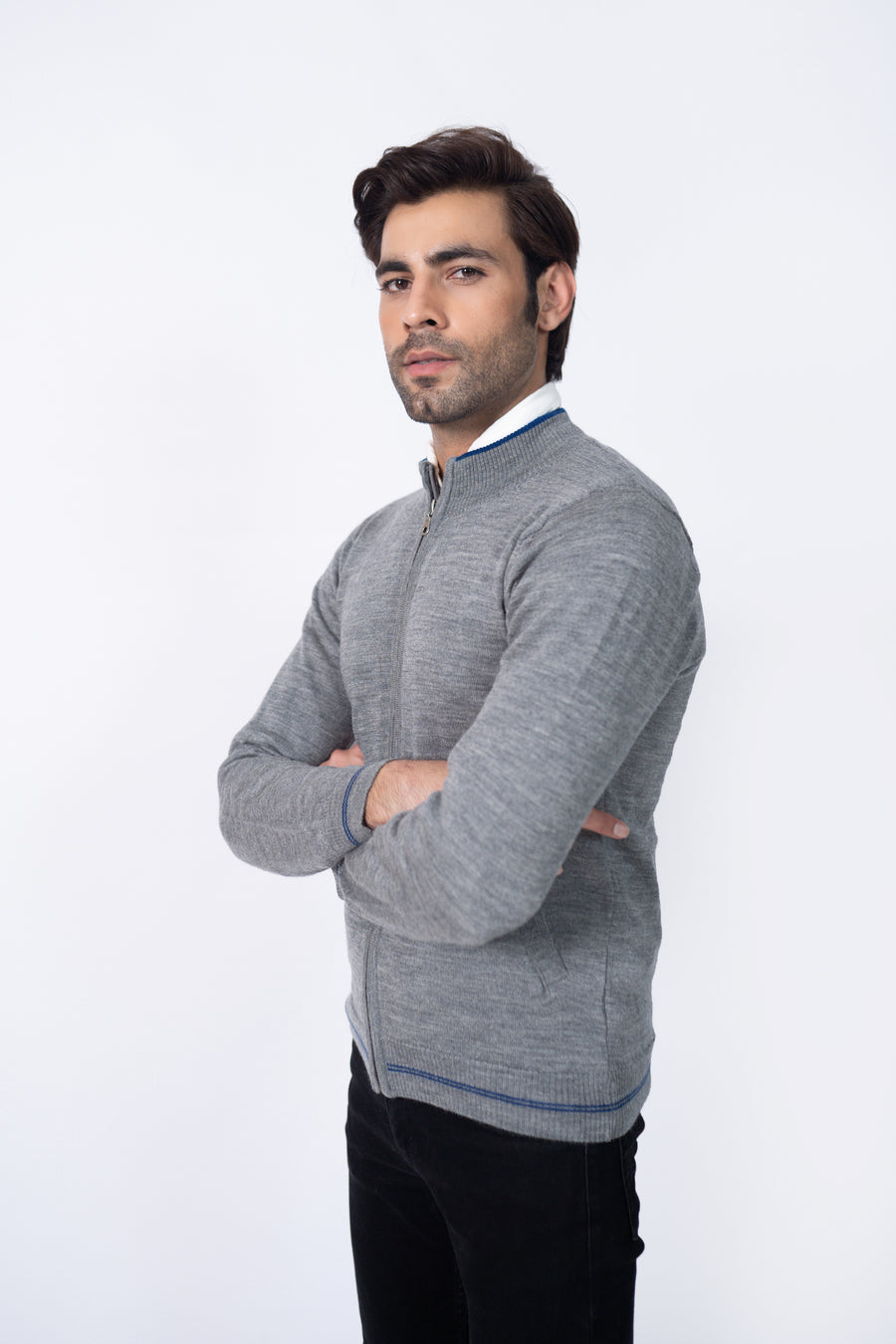 Fine Knit Zipper in Wool Blend