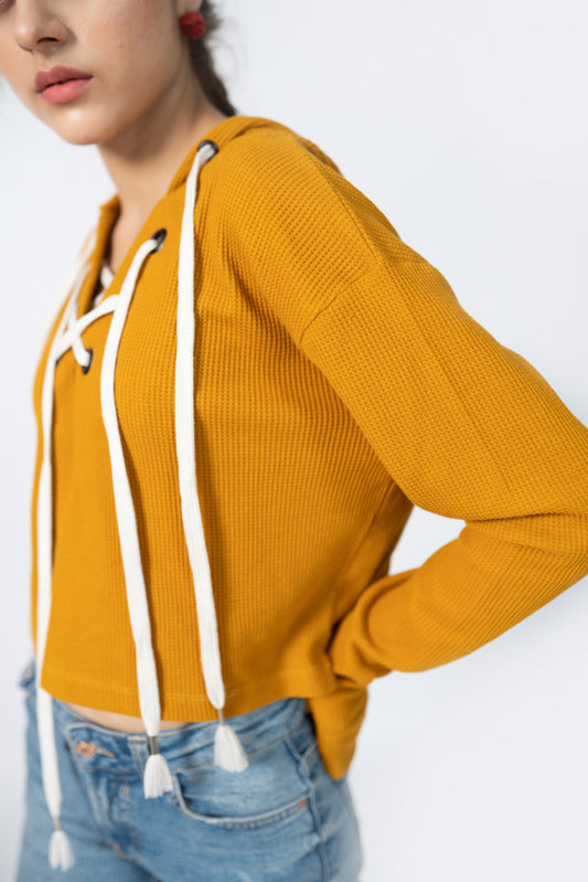Boxy Hoodie in Mustard