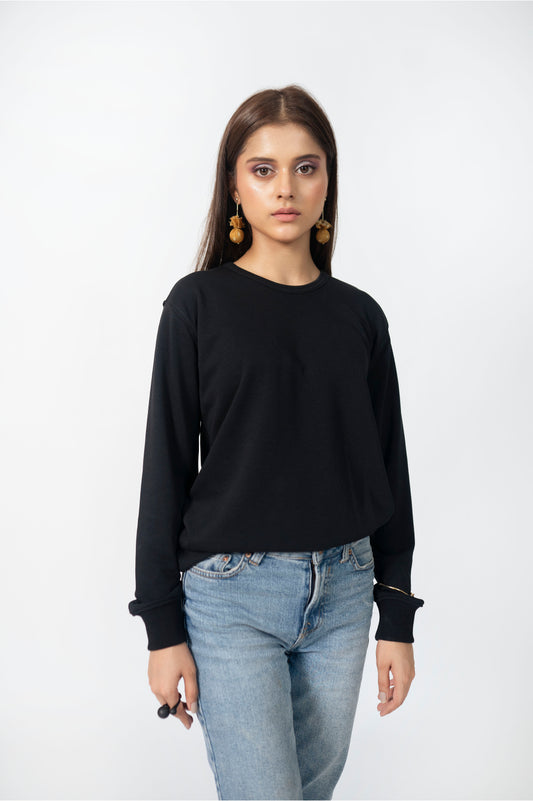 Basic Sweatshirt in Ink Black
