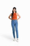 High-Waist Mom Jeans in Light-Wash JEAN ATTIR-WOMEN
