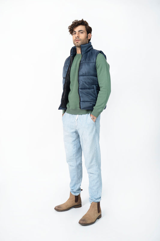 Sleeveless Puffer Jacket in Navy