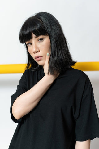 Structured Boxy - cut Oversized T-shirt in Black - AttirTEE